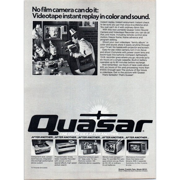1981 Quasar Video Camera Cassette Recorder Kids Birthday Party Vintage Print Ad - Picture 1 of 2